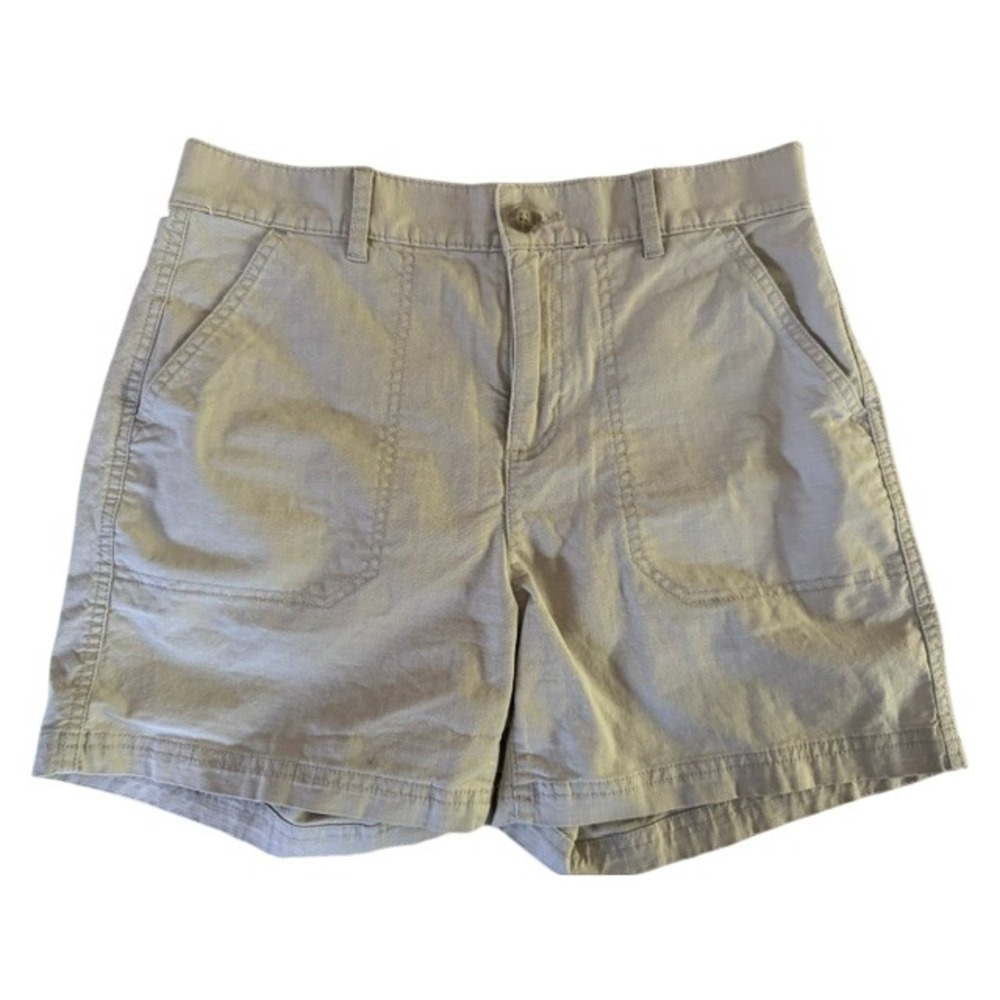 Eddie Bauer Womens Utility Shorts Tan Khaki Size 2 Cotton Blend Hiking Cargo